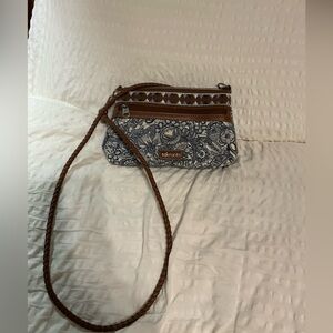Sakroots Blue and Brown Floral Crossbody Bag